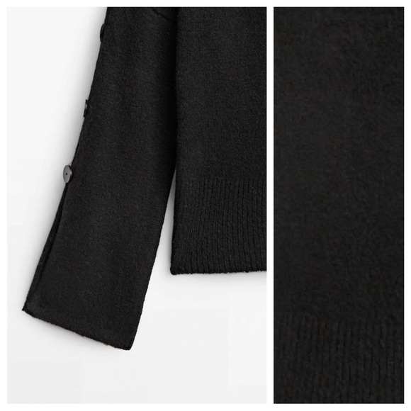 NWOT. Massimo Dutti Limited Edition Black Wool Blend Sweater. Size M.